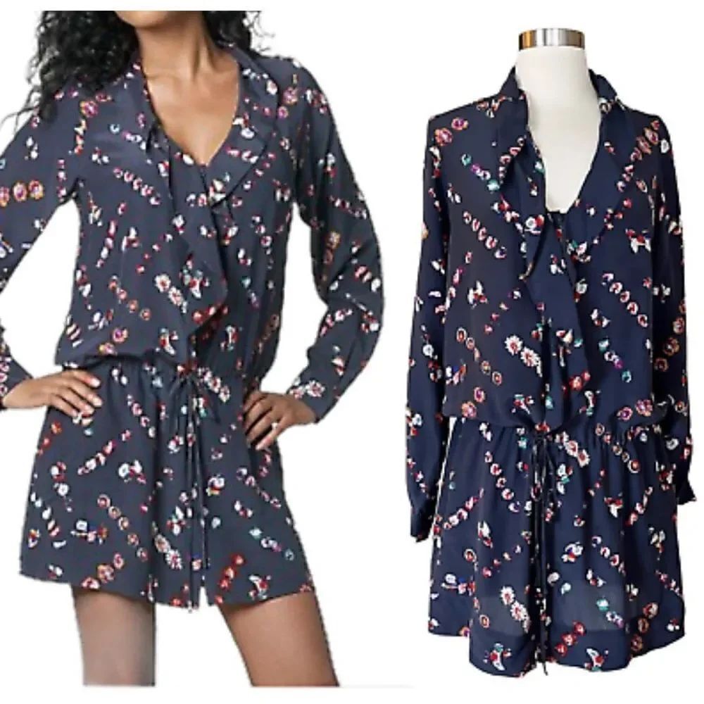 Rebecca Taylor Mini Silk shirt Dress Floral Size 6